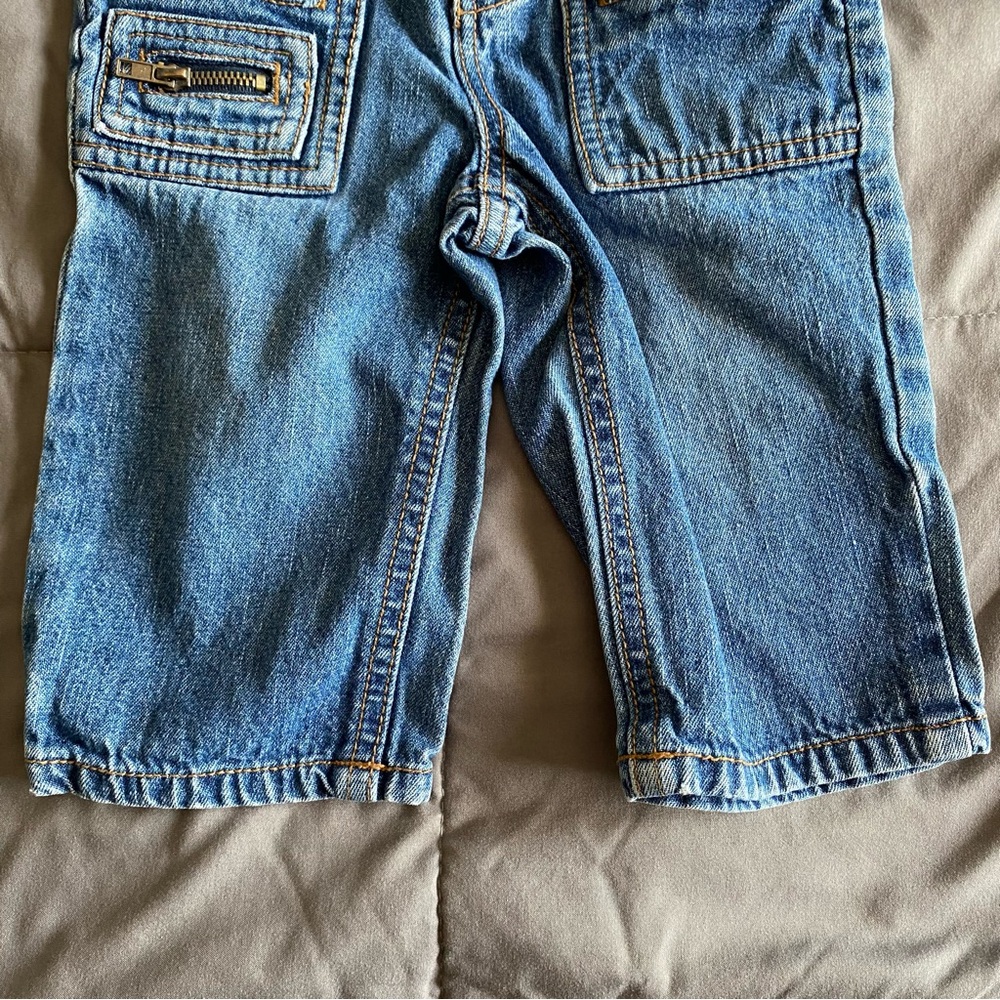 VTG Guess Baby Boy 6/9 Mo Denim Blue Jeans Zipper Pockets Snap Y2K 100% Cotton - Picture 5 of 16